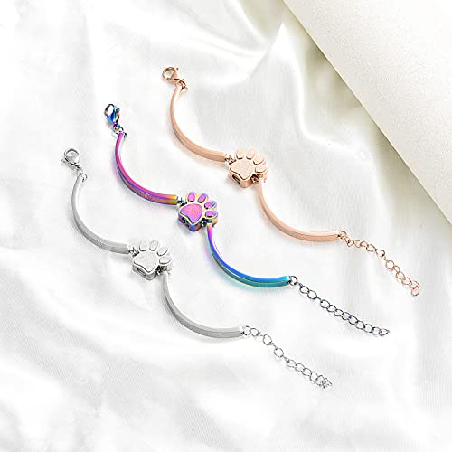 Stainless Steel Paw Print Urn Bracelet Memorial Ash Keepsake Cremation Jewelry Dog Ashes Bracelet - color: Style 2