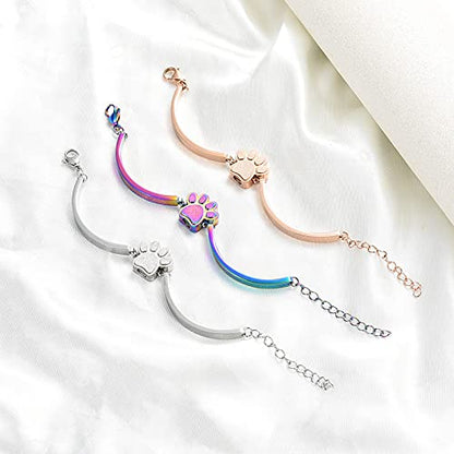 Stainless Steel Paw Print Urn Bracelet Memorial Ash Keepsake Cremation Jewelry Dog Ashes Bracelet - color: Style 2