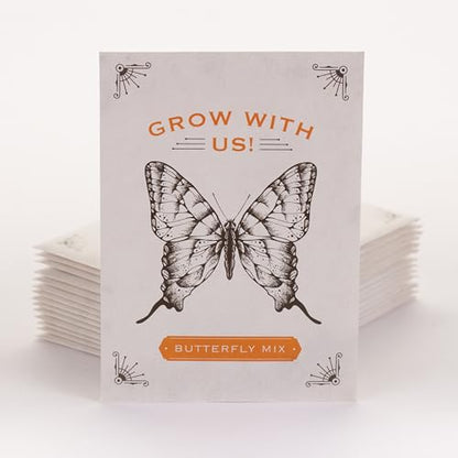 Bentley Seeds Grow with Us Pre Filled Butterfly Mix Seed Packets - 25 Individual Assortment Butterfly Mix Seed Packs for Party Favors Non-GMO Eco-Friendly Summer to Fall Gift - Outdoor Garden Seeds - style: Grow with Us