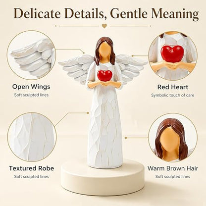 Sympathy Gifts for Loss of Loved One - 6.9" Angel Sympathy Gift, Memorial Gift for Loss of Dad Mom Grandmother, Angel Figurine for Bereavement Remembrance Gifts, Angel Statue Holding a Heart - style: Sympathy Figurine