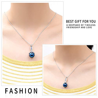 Memorial Jewelry Pearl Urn Necklace - Cremation Ashes Holder Keepsake for Women - color: Blue-2