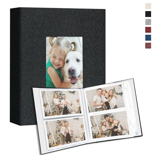 Vienrose 4x6 Small Photo Album, 2 Pack, 200 Photos, Black | Linen Cover, Mini Photo Album, Baby Memory Book, Wedding Family Travel - color: Black, size: 4x6 100 Pockets