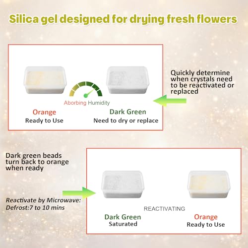Lewtemi DIY Frame Craft Kit, Silica Gel Flower Drying with Container and 8x8 Shadow Box Frame Set, DIY Wedding Bouquet, Graduation Gift, Flower Preservation Kit Memory Display Case