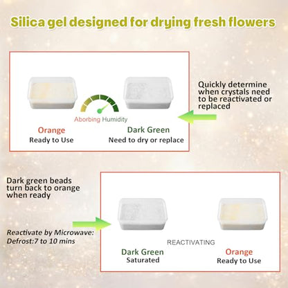 Lewtemi DIY Frame Craft Kit, Silica Gel Flower Drying with Container and 8x8 Shadow Box Frame Set, DIY Wedding Bouquet, Graduation Gift, Flower Preservation Kit Memory Display Case