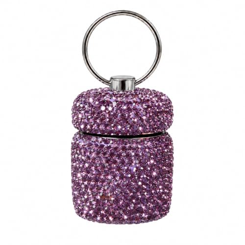 Lavender Keychain Urn for Ashes, 1.8 Inch Stainless Steel Mini Cremation Keepsake Urn Keychain for Human or Pet Ashes, Sparkling Rhinestone Design - color: Lavender
