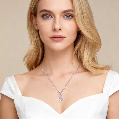 Infinity Urn Necklace for Ashes Sterling Silver Heart Moonstone Turquoise Birthstone Keepsake Memorial Cremation Jewelry for Women - style: Infinity A-06-Jun-Alexandrite