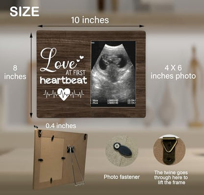 Pregnancy Announcement Photo Frame Gifts for Baby, Love at First Heartbeat Picture Frame, 4x6 inch Photo - style: Love at First Heartbeat