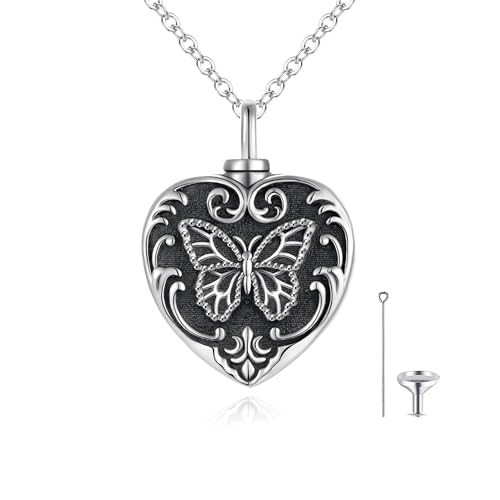 Flower Cute Animal Sterling Silver Pendant Urn Ashes Necklace for Women BF0709 - color: Heart *Butterfly 1