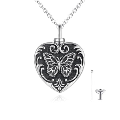 Flower Cute Animal Sterling Silver Pendant Urn Ashes Necklace for Women BF0709 - color: Heart *Butterfly 1