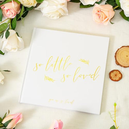 Calculs So Little So Loved Baby Shower Guest Book, Gold - color: White & Gold