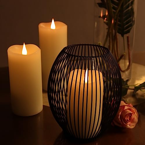 TECHLONG Flameless Candles with Remote Timer, 3D Moving Flickering Flame Battery Operated Candles Lasting 1000+ Hours, 6" x 3" Ivory Real Wax Electric LED Pillar Candles, Set of 2 - color: Style A, size: 3" x 6"-2 Pack