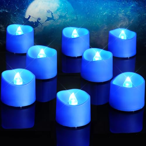 Homemory 12-Pack Blue Flameless Battery Tea Light Candles, 200+ Hours - color: Blue, size: Pack of 12