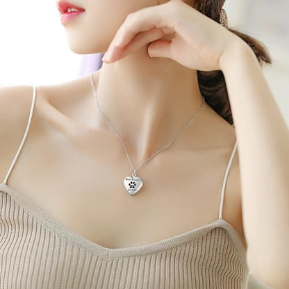 PHOCKSIN Personalized Locket Necklace for Women Photo Necklace with Customized Picture Birth Flower Birthstone Customizable Birthday Gifts - color: #14 Heart Silver Dogfriend