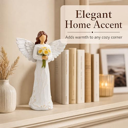 Retirement Gift for Woman, Happy Retirement Gift for Woman, 7" Angel Figurine for Retirement Party Decorations, Retired Gifts for Coworkers Friends,Angel Statue Holding Flowers - style: Retirement Gift