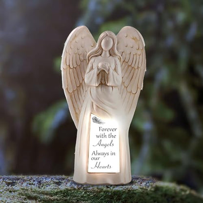 Muldale Solar Angel Statue for Cemetery - in Loving Memory Ornament - Outdoor Indoor Praying Angel Figurines Loss of Loved Ones - Gifts for Passed Loved Ones - style: Classic Tribute