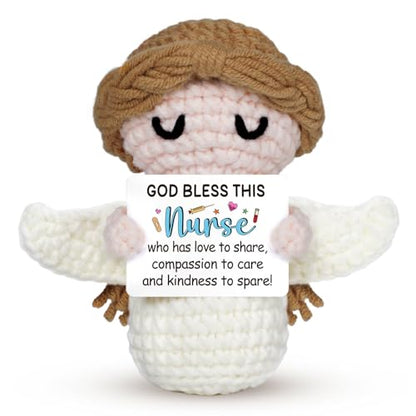 Nurse Gifts - Positive Crochet Angel - Nurse Week, Retirement Gifts, Birthday, Appreciation Gift for RN Registered Practitioner, LPN, Nursing School Graduation - Bulk Gift for Hospital Staff - style: Nurse Gifts