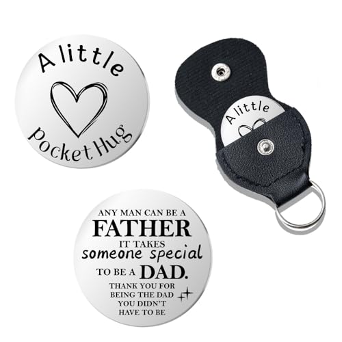 Pocket Hug Token for Women Mom Friend Birthday gifts for Her Him Long Distance Gifts for Men Dad Son Inspirational Keychain - color: Stepfather Dad