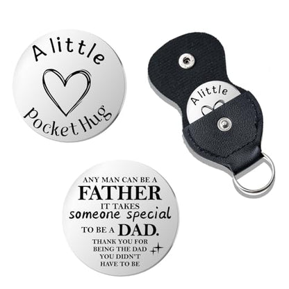 Pocket Hug Token for Women Mom Friend Birthday gifts for Her Him Long Distance Gifts for Men Dad Son Inspirational Keychain - color: Stepfather Dad