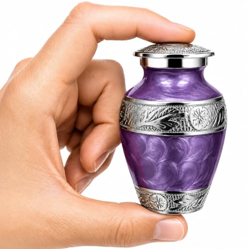 Forever After Purple Keepsake Cremation Urn for Human Ashes – Small Sharing Urn for Men or Women – Elegant Mini Memorial for Home or Service - color: Purple, size: Keepsake