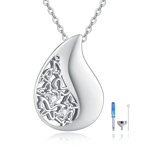 Heart/Cross/Infinity Moonstone Urn Necklace for ashes for Women Sterling Silver Dainty Cremation Jewelry Trendy Ashes Keepsake Memorial Gift for Mother/Grandma/Sister/Husband - style: Teardrop-A