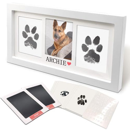 MYPAWLETS Paw Print Frame & Ink Pads Kit,Pawprint Kit for Dog/Cat,XL White | 2 No Mess Ink Pads,Clean Touch,PawPrint Stamp Pad,Dog Nose Print,Quality Memorial Frame,Personalized Dog Mom Gifts - color: Large-White
