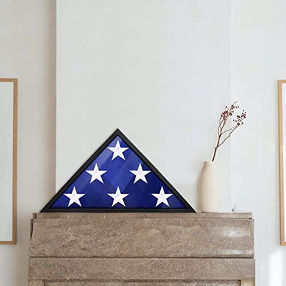 ASmileIndeep Flag Display Case - 5' x 9.5' Funeral & Military Flag Shadow Box with HD Tempered Glass and Wall Mount, Folded Triangle Flag Holder Frame for Veterans, Black - size: For 5' x 9.5' Flag-Black