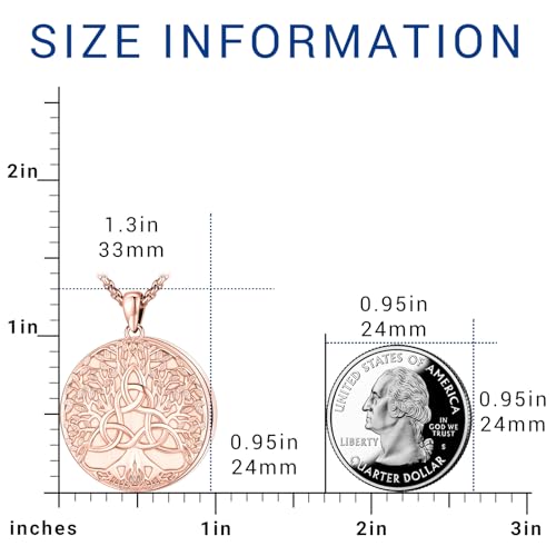 Picture Locket Necklace for Women Men Rose 14K Real Gold 925 Sterling Silver Jewelry Heart Locket Necklace that Holds Pictures Tree of Life Viking Wolf Celtic Knot St Christopher St Michael Pendant - color: I2-8-Celtic Locket-Rose Gold