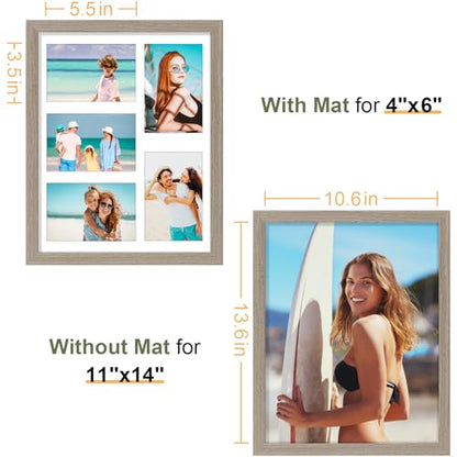Vittanly 11x14 Collage Picture Frame, Displays 5Pcs 4x6 Photos, Light Taupe - color: Light Taupe, size: 11x14