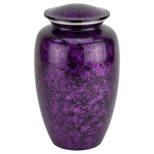 Purple Mist Cremation Urn for Ashes, Aluminum, Purple Urn, Adult Sized Cremation Urn, 10 Inches High - color: Purple Mist