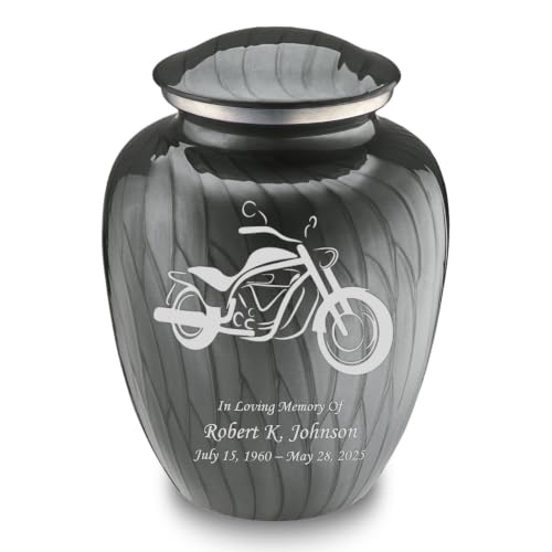 Embrace Motorcycle Urns for Human Ashes, Cremation Urns for Adult Ashes Men & Women, Cremation Urn for Home, 200 cu. in. Custom Single/Double-Sided Engraving (Pearl Silver) - color: Pearl Silver