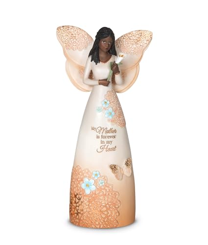 Pavilion Gift Company 19100 Mother is Forever in My Heart Ebony Angel Figurine, 9-Inch, Beige