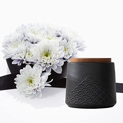 NSOnline Black Small Urn Ashes Keepsake Ceramic 4.3 in high 30 Cubic inches