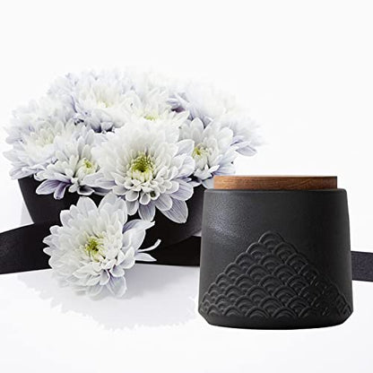 NSOnline Black Small Urn Ashes Keepsake Ceramic 4.3 in high 30 Cubic inches