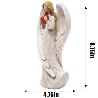 Hodao 8.75inch Resin Praying Angel Sculpture Figurine, with Hear | Exquisitely Carved, Hand-Painted Characters, For Gifts Home Decoration, Praying Commemorating Angel Statue - style: with heart