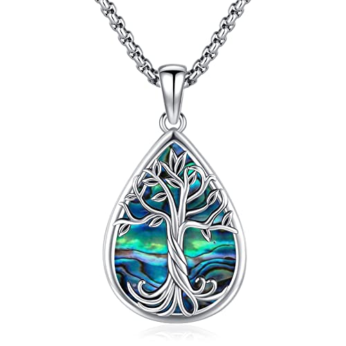 Eusense Tree of Life Necklace for Women Men Sterling Silver 925 Tree Urn Locket Cremation Jewelry Family Tree Pendant Gifts for Her Him Mom Dad Grandma Daughter - style: E-A-Tree of Life Necklace