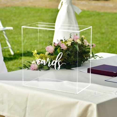 Hooqict Clear Acrylic Wedding Card Box with Slot Large Blank Gift Card Boxes for Reception, Party, Wishing Well, Money Box Holder, Graduation Decorations, Baby Shower - style: Style 1