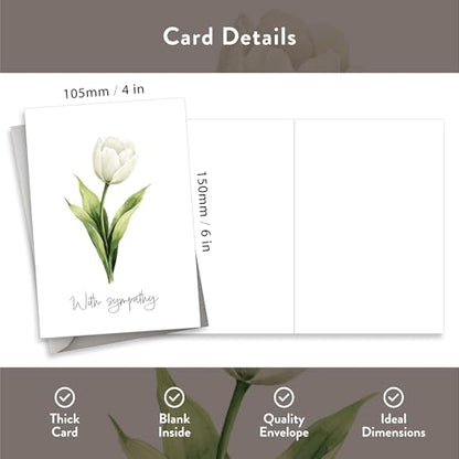 10 Sympathy Greeting Cards with Envelopes, Multipack of Think You Bulk Notecards, Blank Inside for Handwritten Message, Condolences, Bereavement, Mixed Delicate Designs, Eco-friendly