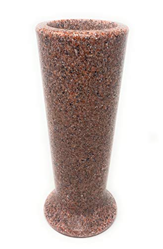 OPTIMUM Slim Memorial Cemetery Flower Vase - Plastic (North American Pink Granite) With Metal Ground Spike , Grave Marker , Decorations For Gravesite , Headstone Flowers Holder , Garden Lawn & Yard - color: N. American Pink Granite