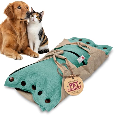Sweet Goodbye Cocoon Pet Burial & Cremation Kit (Small, Aqua) | Premium Wool Pet Casket & Ceremony Kit for Cats & Dogs | Farewell Your Pet with Love - color: Aqua, size: Small