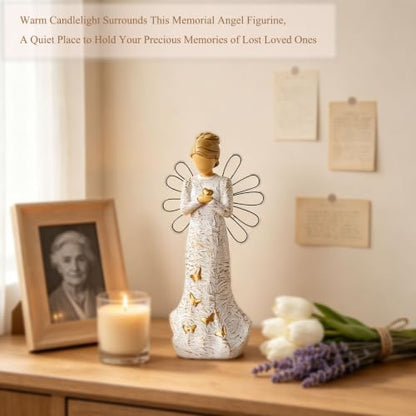 Sympathy Angel Figurines for Loss of Loved Ones Angel Statues | Home Decor Serenity Prayer Gifts for Women Resin Sculpted Hand-Painted Figure Bereavement Gift Praying Hands Statue - style: Sympathy Angle( Heart Style)