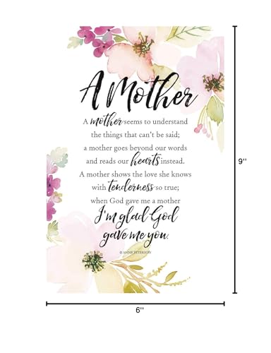 DEXSA A Mother Seems Wood Plaque with Inspiring Quotes 6"x9" - Elegant Vertical Frame Wall & Tabletop Decoration | Easel & Hanging Hook | Christian Family Religious Home Decor Saying | Made in the USA - style: Mother