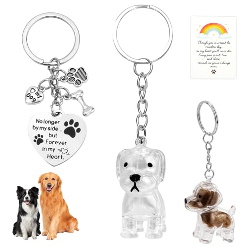 WALLFID Dog Hair Keychain,Pet Fur Keepsake Keychain,Unique Cat Dog Memorial Gift for Loss of Dog