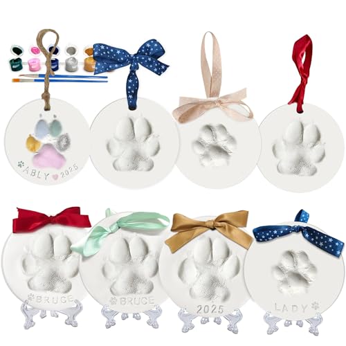 MYPAWLETS Dog Cat Pawprints Keepsake Kit,Make 4 Clay Paw Print Ornaments - size: Make 4（4 circles）