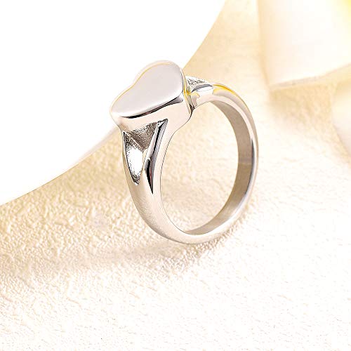 Simple Heart Cremation Urn Ring for Ashes Hold Loved Ones Ashes Memorial Jewelry for Funeral Keepsake Gift - color: 8#