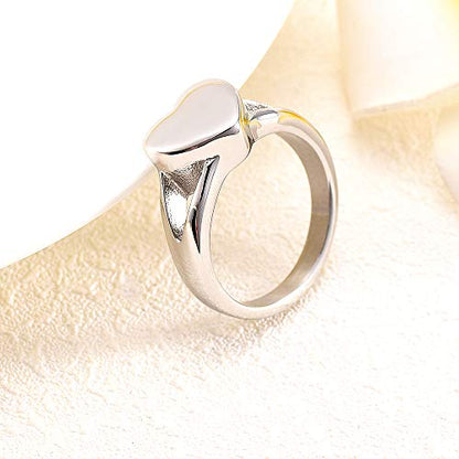 Simple Heart Cremation Urn Ring for Ashes Hold Loved Ones Ashes Memorial Jewelry for Funeral Keepsake Gift - color: 8#