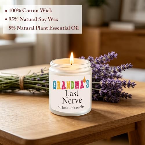 Grandma Gifts Novelty Lavender Scented Soy Candle Gift Funny Grandmother Mother's Day Birthday Gift for Gigi Grandma Grandmother Grandma's Last Nerve Candle - color: Grandma