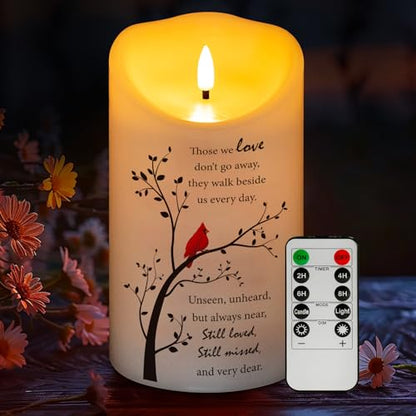 Flameless Memorial Candle, Real Wax LED Light with Remote Sympathy Gifts for Loss of Loved One, Mother, Father - Remembrance Gift (4" x 7") - color: Those We Love Don’t Go Away