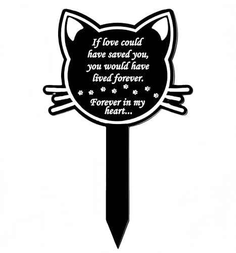 12 inch Metal Cat Memorial Grave Markers for Cats Cemetery Headstones Decorations Grave Pets Cemetery Headstones Ornaments Markers Headstone Pet Stake Graveside Sign Black Sympathy Garden Stake Decor - color: Cat