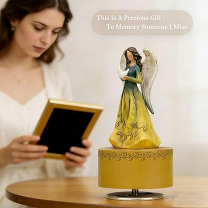 Music Box, Guardian Angel Musical Box Figurine Holding Heart, Sculpted Hand-Painted Music Boxes Figures Wind Up Angel Musical Boxes for Women Girls in Christmas Birthday Anniversary - color: Angel Figurines Dove