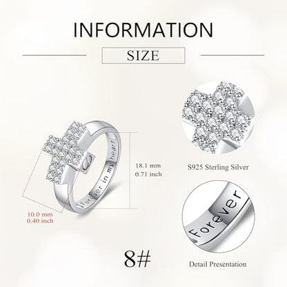 Urn Ring for Ashes Sterling Silver Urn Ring Keepsake Memorial Jewelry Gifts for Women - color: cross